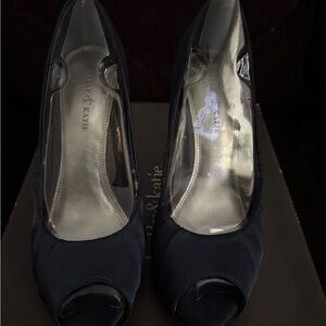 Kelly & Katie Navy Peep-Toe Pumps